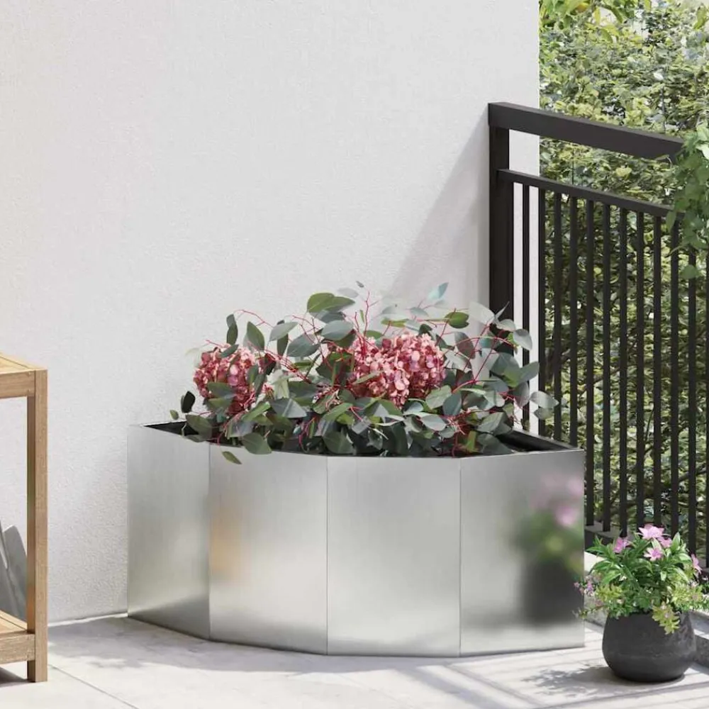 vidaXL Macetero de Esquina Plateado 60 x 60 x 35 cm Acero galvanizado