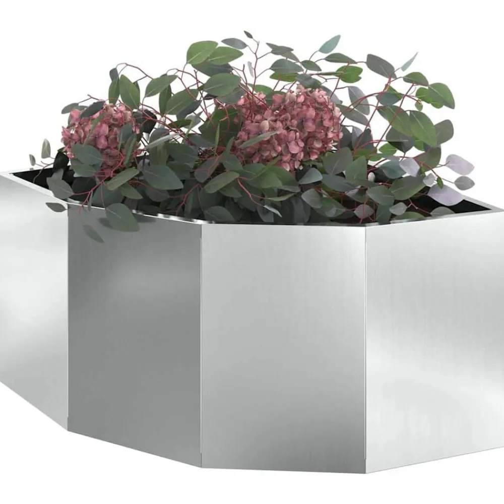 vidaXL Macetero de Esquina Plateado 60 x 60 x 35 cm Acero galvanizado