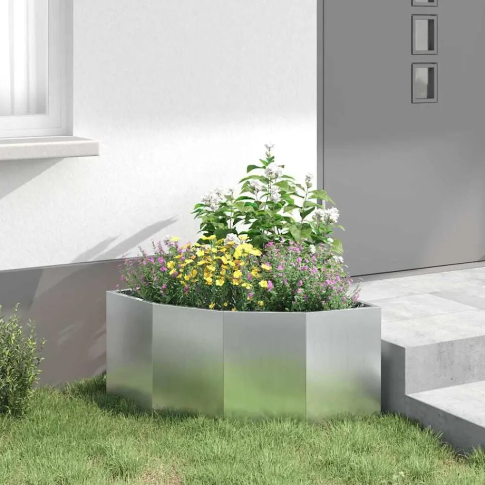 vidaXL Macetero de Esquina Plateado 60 x 60 x 35 cm Acero galvanizado