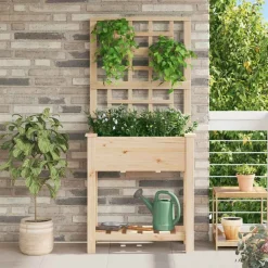 vidaXL Jardín-Macetero de Jardín Beige 71 x 38 x 152 cm Madera de Pino Sólido