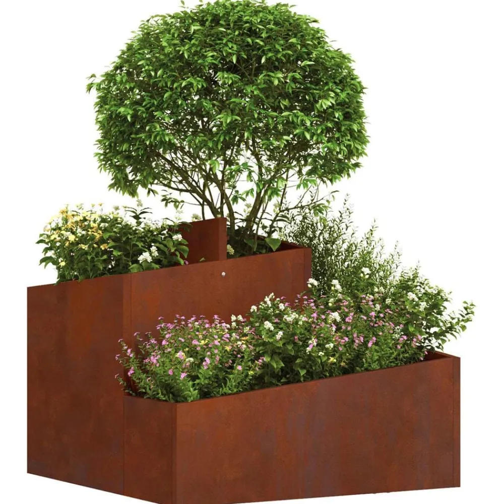 vidaXL Jardín-Macetero de Jardín Marrón 60 x 60 x 50 cm Acero autopatinable