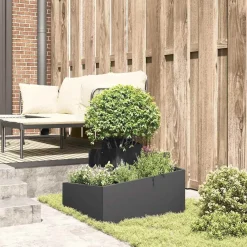 vidaXL Macetero de Jardín 60 x 60 x 50 cm Acero laminado en frío Negro New
