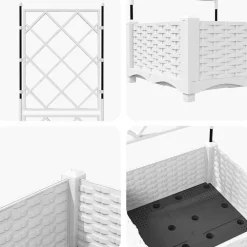 vidaXL Macetero de Jardín 40 x 40 x 125,5 cm Plástico White Hot