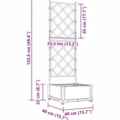 vidaXL Macetero de Jardín 40 x 40 x 125,5 cm Plástico White Hot