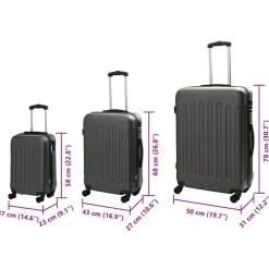 vidaXL Maletas Y Bolsos De Viaje-Maleta 3 pcs 50 x 31 x 78 cm Plástico ABS