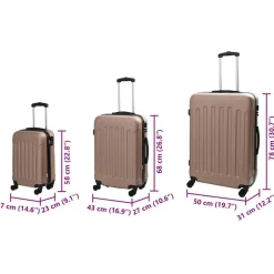 vidaXL Maleta 3 pcs 50 x 31 x 78 cm Plástico ABS Oro rosa Outlet