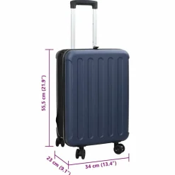 vidaXL Maleta con cerradura 34 x 23 x 55.5 cm Plástico ABS Azul oscuro New