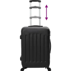 vidaXL Maleta con cerradura 3 pcs 50 x 31 x 78 cm Plástico ABS Negro Hot