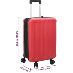 vidaXL Maleta con cerradura 34 x 23 x 55.5 cm Plástico ABS Rojo Discount