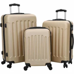 vidaXL Maleta con cerradura 3 pcs champán 50 x 31 x 78 cm Plástico ABS champ&aacute;n Discount