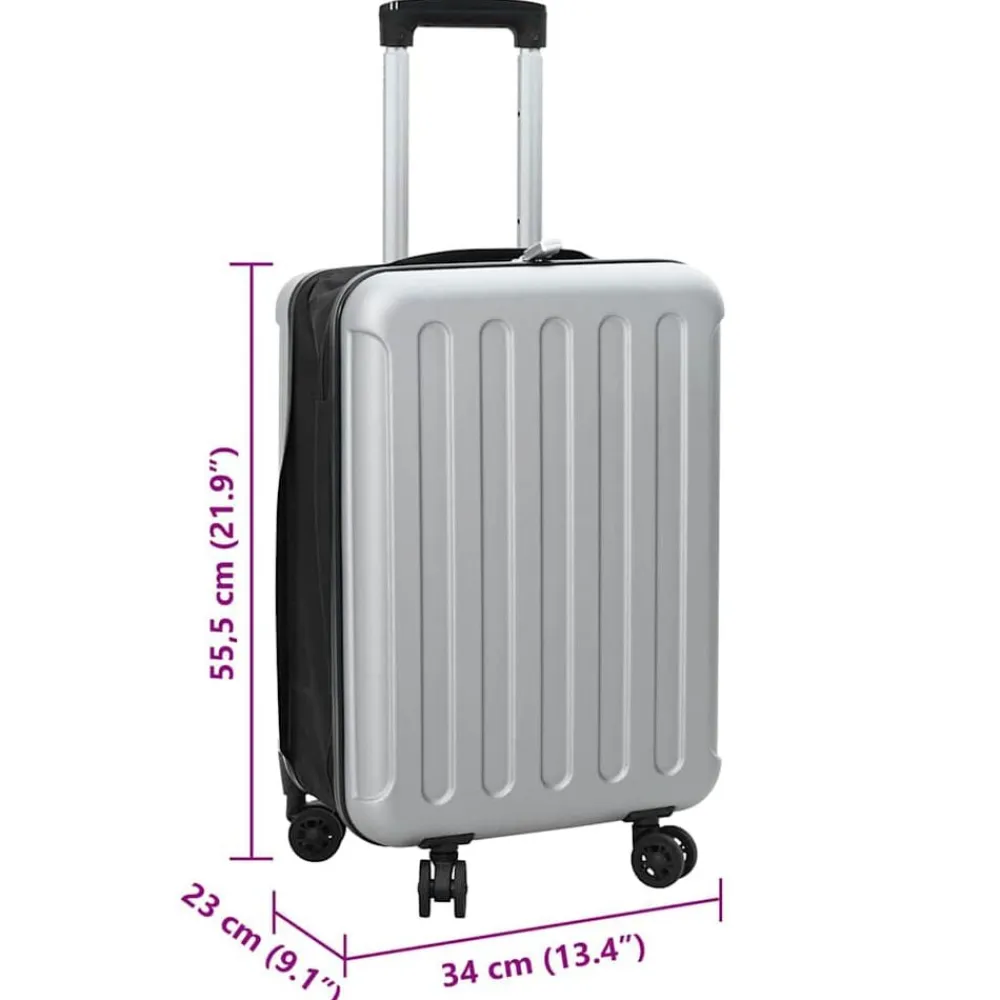 vidaXL Maleta con cerradura 34 x 23 x 55.5 cm Plástico ABS Plateado