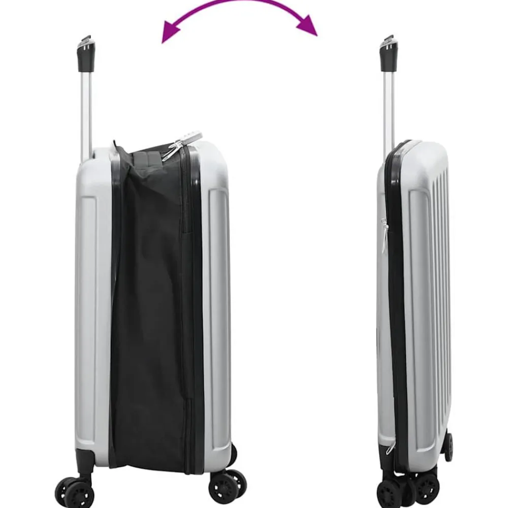 vidaXL Maleta con cerradura 34 x 23 x 55.5 cm Plástico ABS Plateado