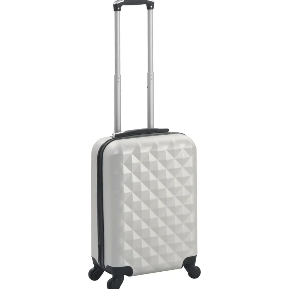 vidaXL Maletas Y Bolsos De Viaje-Maleta con ruedas trolley rígida plateada brillante ABS