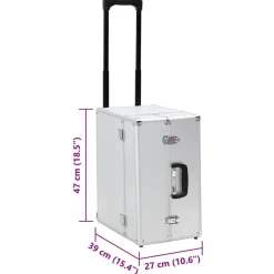 vidaXL Maletas Y Bolsos De Viaje-Maleta trolley de piloto aluminio plateado 47x39x27 cm