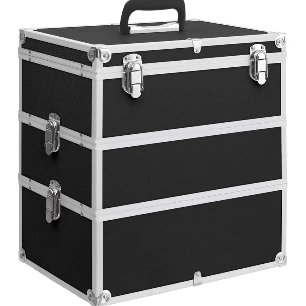 vidaXL Maletín de maquillaje 37x24x40 cm aluminio Negro