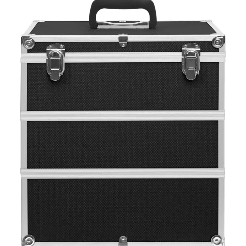 vidaXL Maletín de maquillaje 37x24x40 cm aluminio Negro