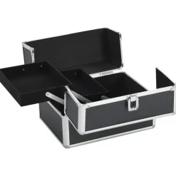 vidaXL Maletín de maquillaje aluminio 22x30x21 cm Negro Hot