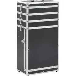 vidaXL Maletín trolley de maquillaje de aluminio Negro