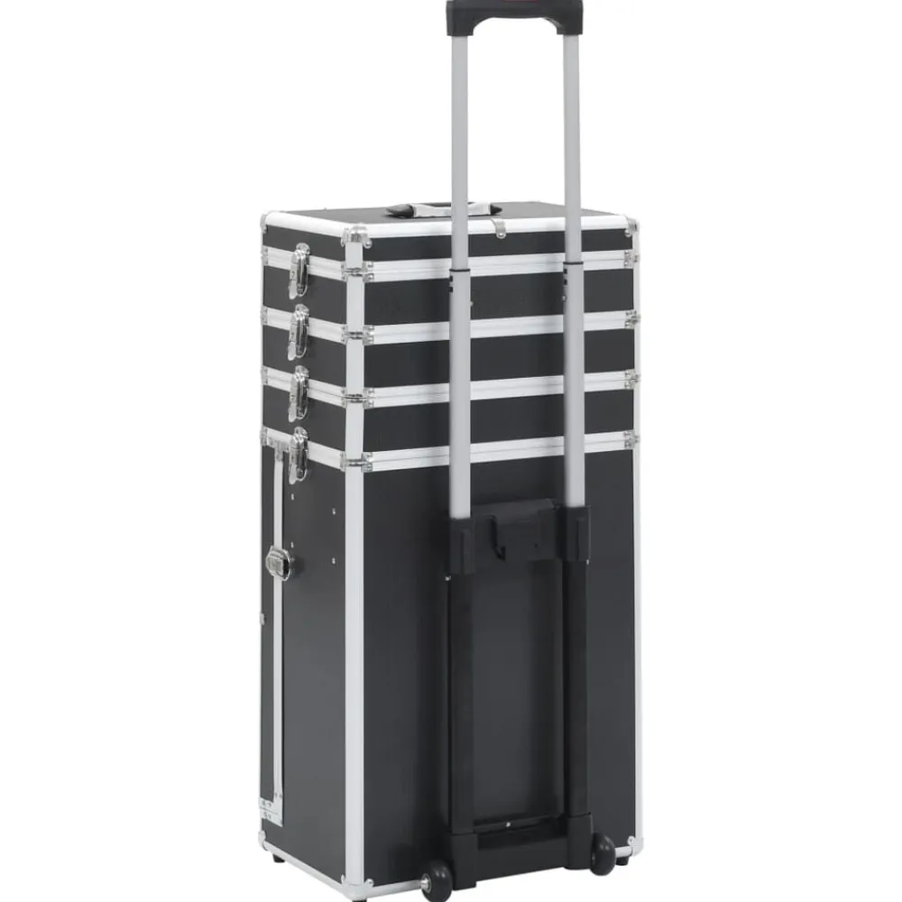 vidaXL Maletín trolley de maquillaje de aluminio Negro