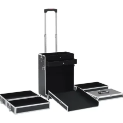 vidaXL Maletín trolley de maquillaje de aluminio Negro