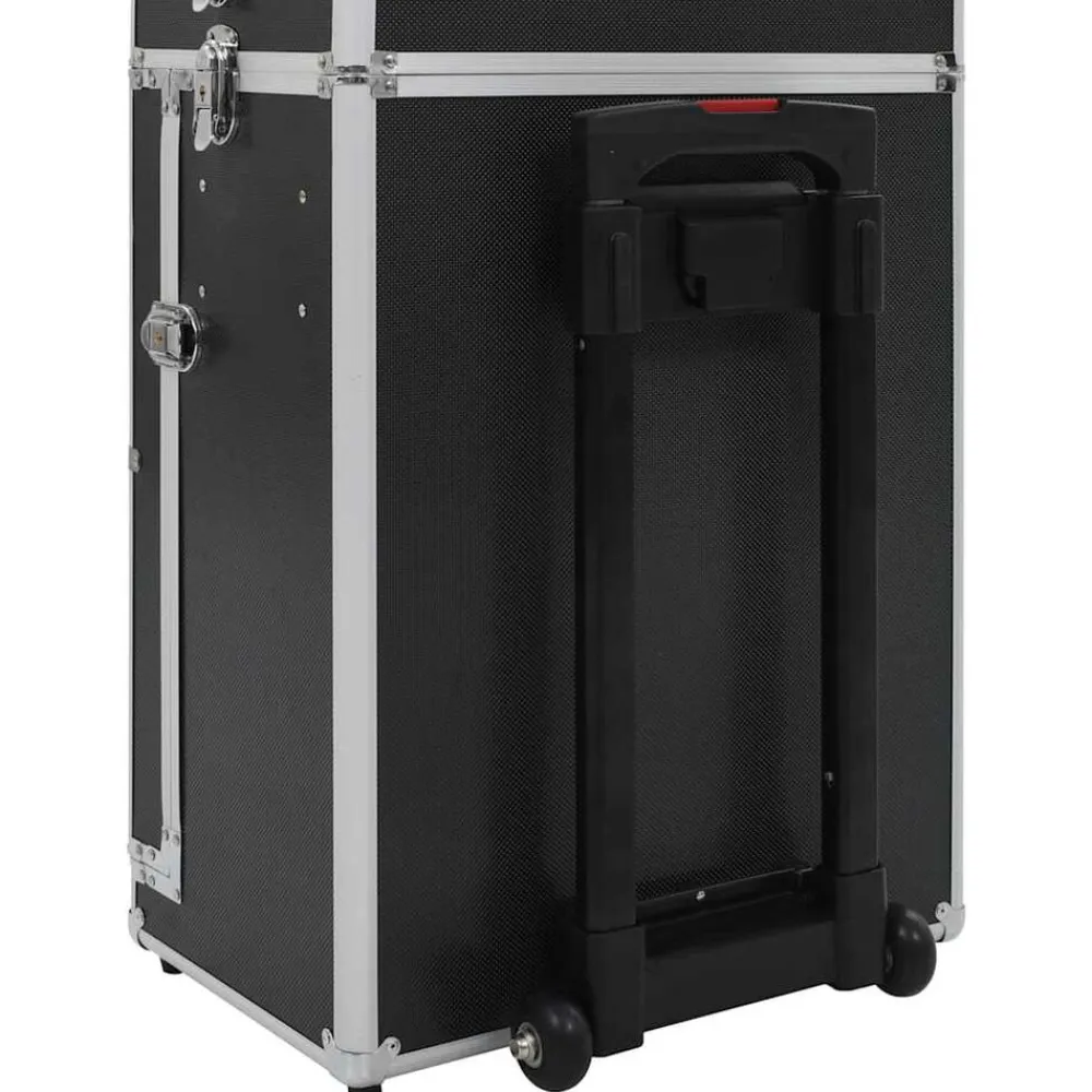 vidaXL Maletín trolley de maquillaje de aluminio Negro