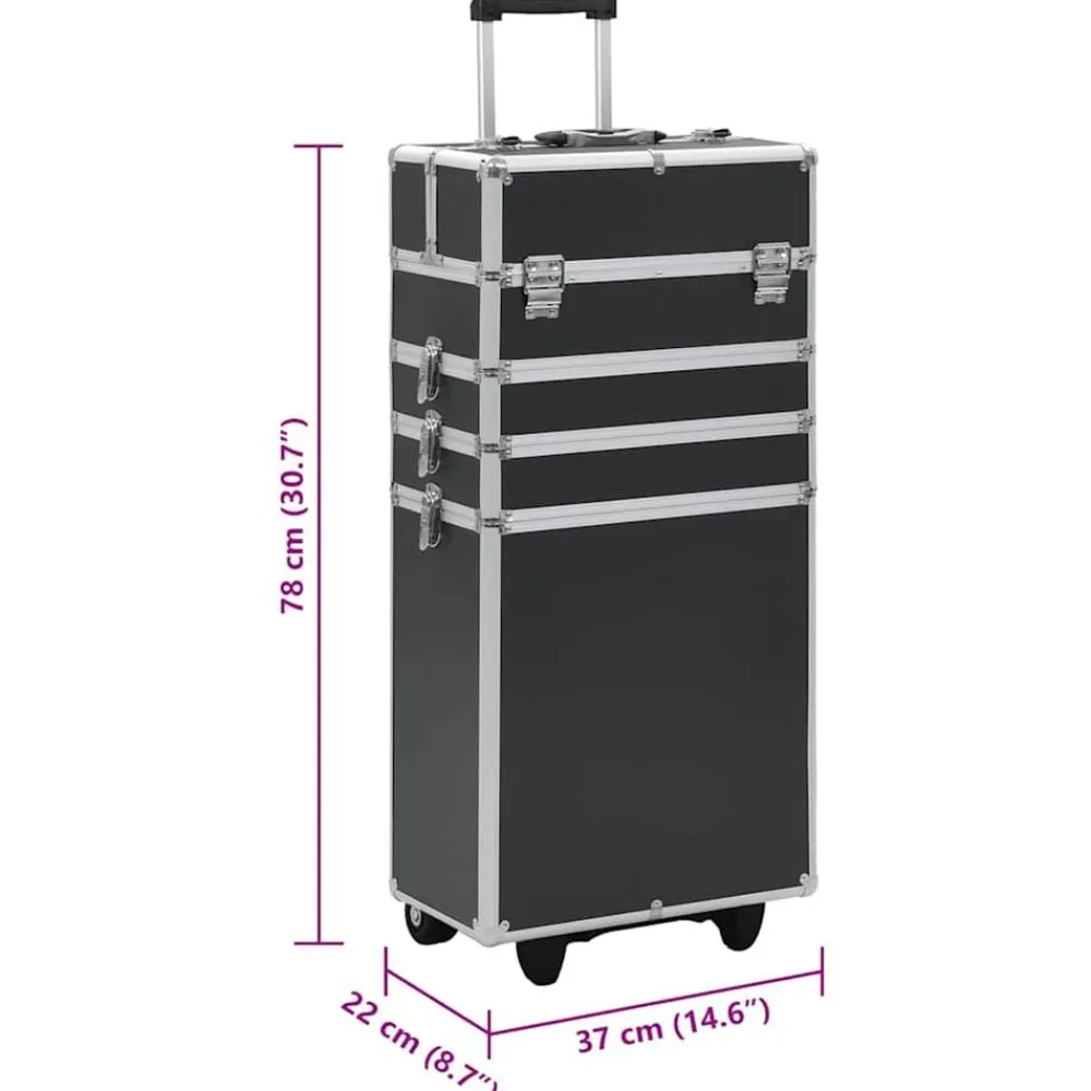 vidaXL Maletas Y Bolsos De Viaje-Maletín trolley de maquillaje de aluminio