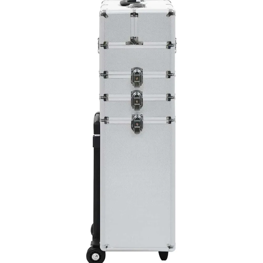 vidaXL Maletín trolley de maquillaje de aluminio Plateado Outlet