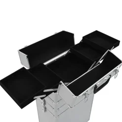vidaXL Maletín trolley de maquillaje de aluminio Plateado Outlet