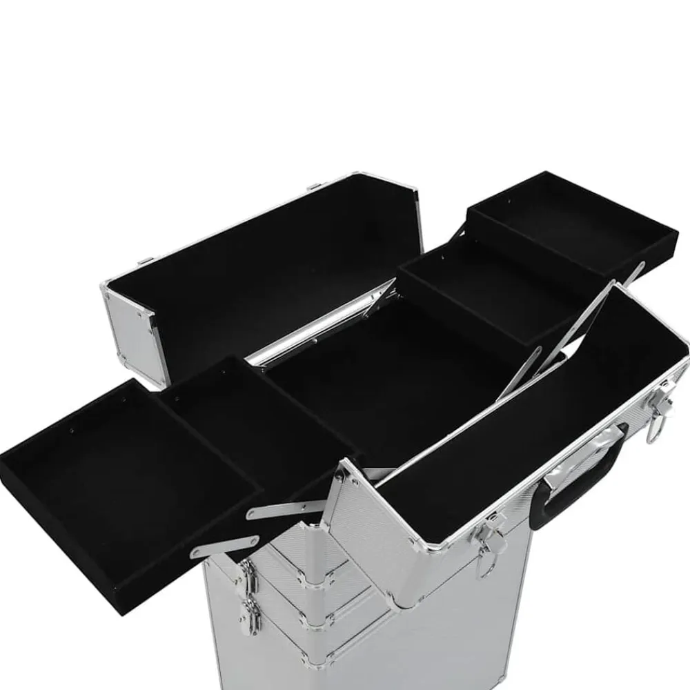 vidaXL Maletín trolley de maquillaje de aluminio Plateado Outlet