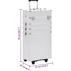 vidaXL Maletín trolley de maquillaje de aluminio Plateado Outlet