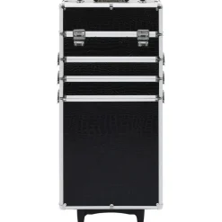 vidaXL Maletín trolley maquillaje aluminio negro estampado cocodrilo estampado de cocodrilo negro Outlet