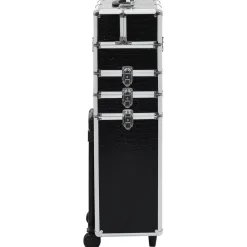 vidaXL Maletín trolley maquillaje aluminio negro estampado cocodrilo estampado de cocodrilo negro Outlet