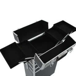 vidaXL Maletín trolley maquillaje aluminio negro estampado cocodrilo estampado de cocodrilo negro Outlet