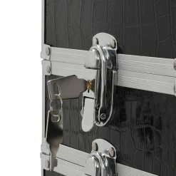 vidaXL Maletín trolley maquillaje aluminio negro estampado cocodrilo estampado de cocodrilo negro Outlet