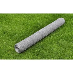 vidaXL Vallas De Jardín-Malla de alambre de acero galvanizado plateada 25x0,5 m