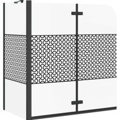 vidaXL Mampara de baño a rayas vidrio templado 120x68x130 cm Negro Discount
