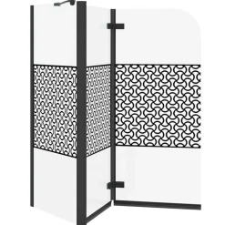 vidaXL Mampara de baño a rayas vidrio templado 120x68x130 cm Negro Discount