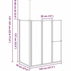 vidaXL Fontanería-Mampara de baño Esmerilado 120 x 70 x 137 cm Aluminio