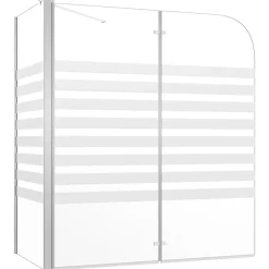vidaXL Mampara de baño vidrio templado a rayas 120x68x130 cm Blanco Sale
