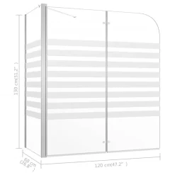 vidaXL Mampara de baño vidrio templado a rayas 120x68x130 cm Blanco Sale