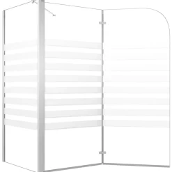 vidaXL Mampara de baño vidrio templado a rayas 120x68x130 cm Blanco Sale