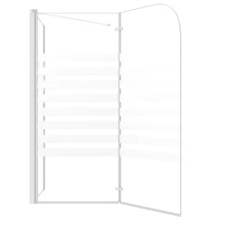 vidaXL Mampara de baño vidrio templado a rayas 120x68x130 cm Blanco Sale
