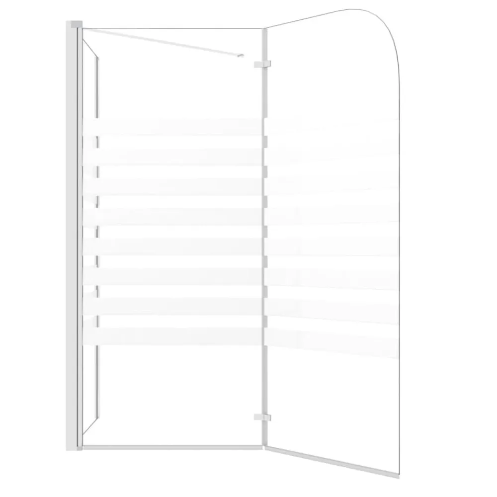 vidaXL Mampara de baño vidrio templado a rayas 120x68x130 cm Blanco Sale
