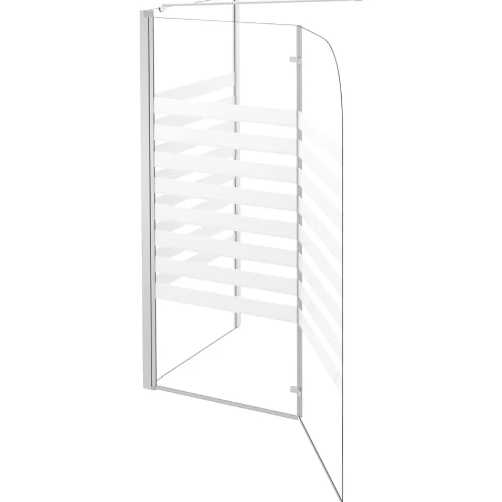 vidaXL Mampara de baño vidrio templado a rayas 120x68x130 cm Blanco Sale
