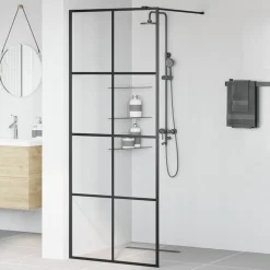 vidaXL Mampara de ducha accesible vidrio ESG claro 80x195 cm Negro Outlet