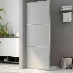 vidaXL Mampara de ducha accesible vidrio ESG esmerilado 80x195 cm Plateado Discount