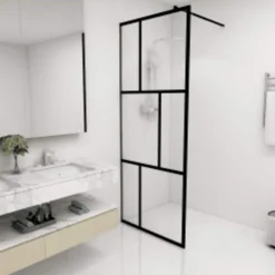 vidaXL Mampara de ducha accesible con vidrio templado 80x195 cm Negro Clearance