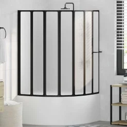 vidaXL Mampara de ducha Negro 168 x 140 cm Aluminio New