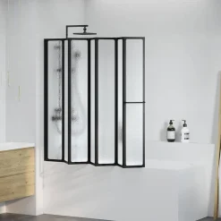 vidaXL Mampara de ducha Negro 168 x 140 cm Aluminio New