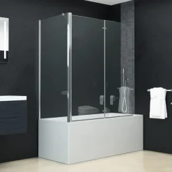vidaXL Fontanería-Mampara de ducha plegable ESG 120x68x130 cm
